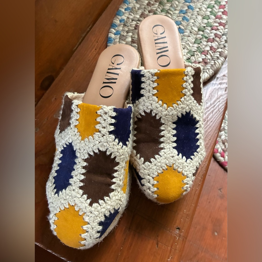 Gaimo Patchwork Suede Espadrille Clogs Women’s size EU37 US6.5 Made in Spain - Picture 15 of 16
